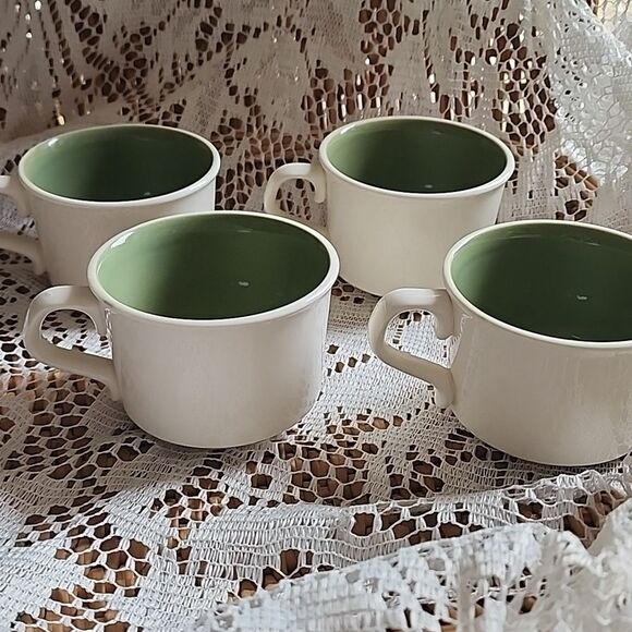 Vintage Set Of 4 Cathay Atomic Starburst Pattern MCM Coffee Mugs - Picture 6 of 7